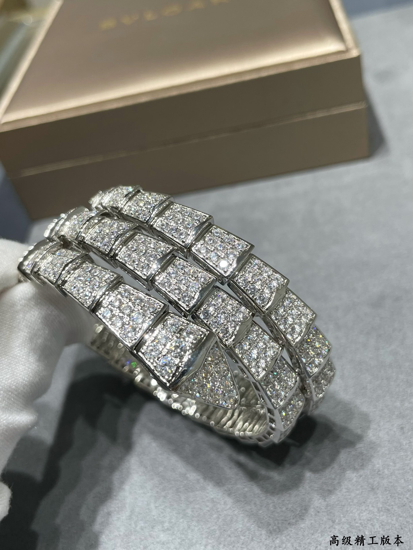 B*l*ai Wide version three circles full diamond snake Bracelet