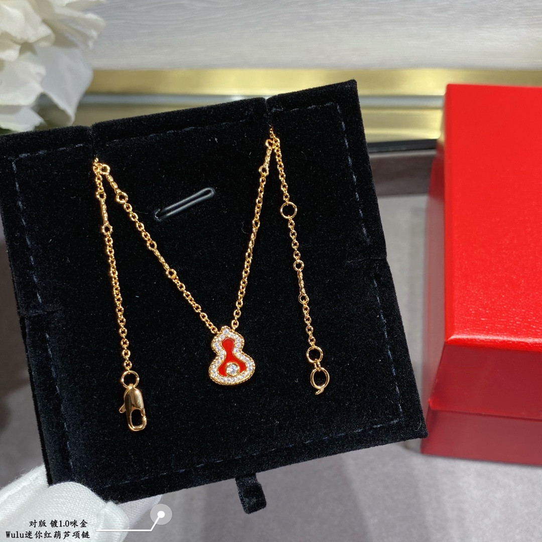 Qeelin Mini Diamond Red Gourd Necklace