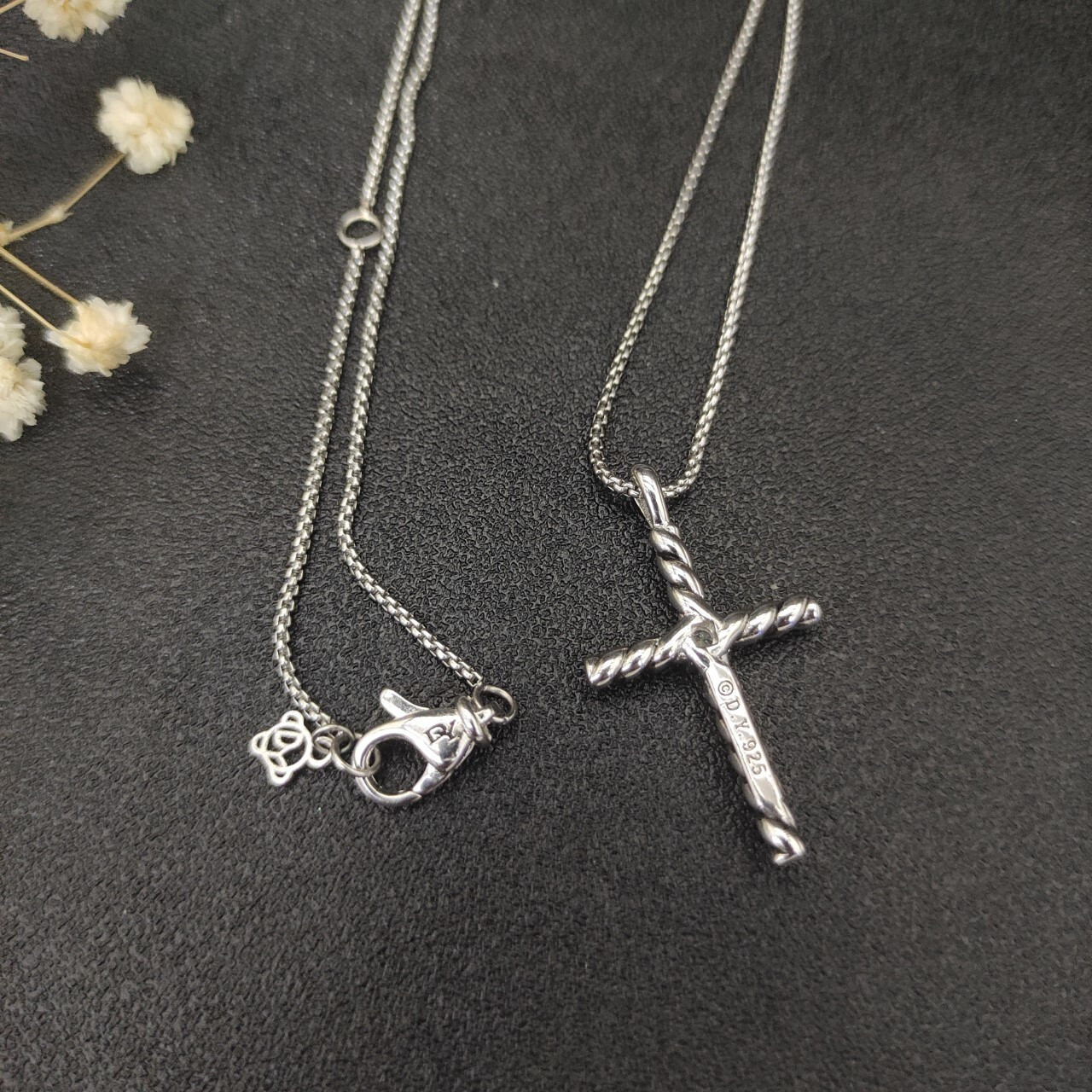 dau1d Yvrm*n cross necklace(chain length 45+5cm delay chain chain thickness 1.5mm)