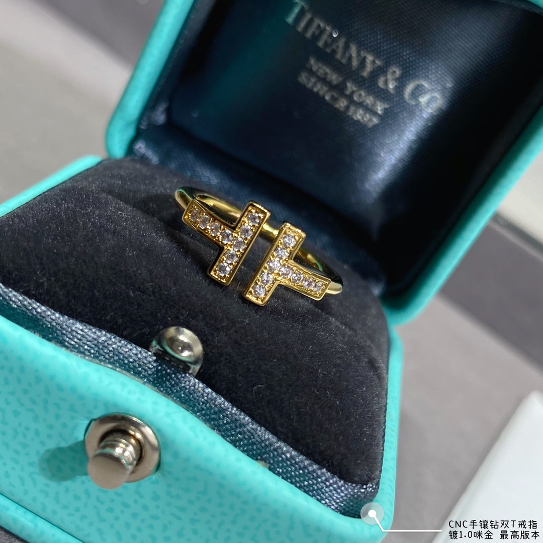 T*f*ny & Co. Double T Diamond-Banded Ring