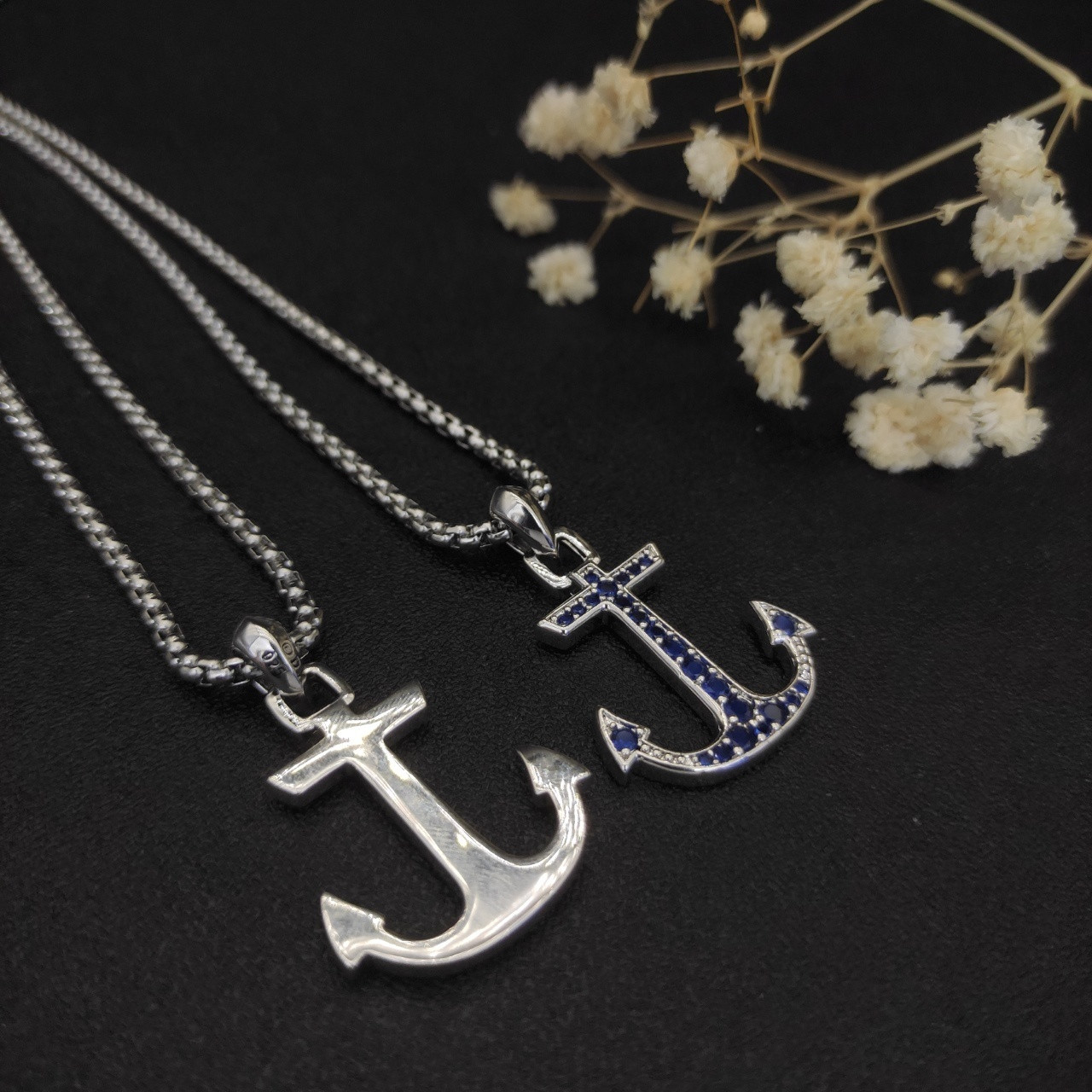 dau1d Yvrm*n sea ​​anchor necklace(chain length 50+5cm delay chain chain thickness 3mm)
