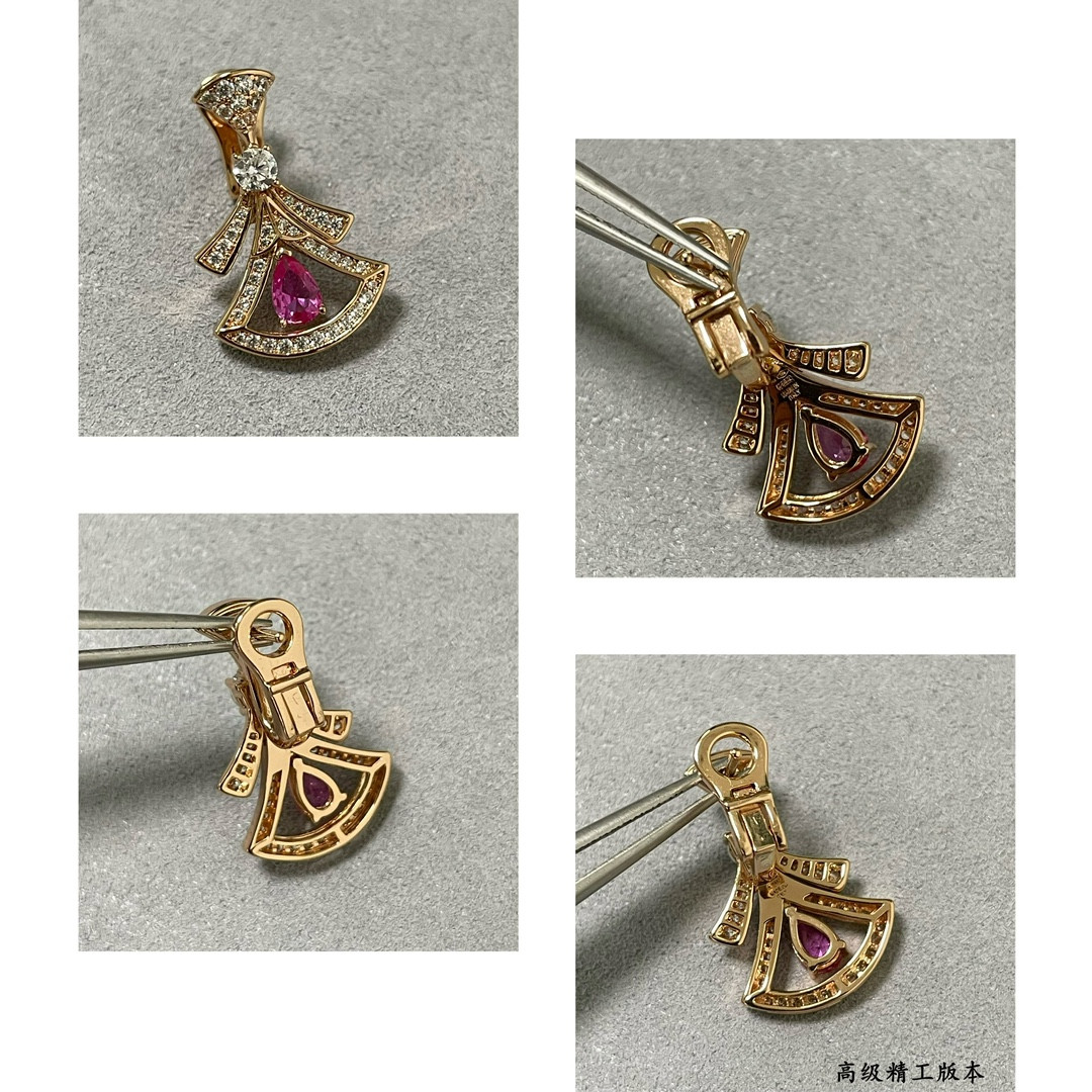 B*l*ai Red diamond fan-shaped skirt Earrings