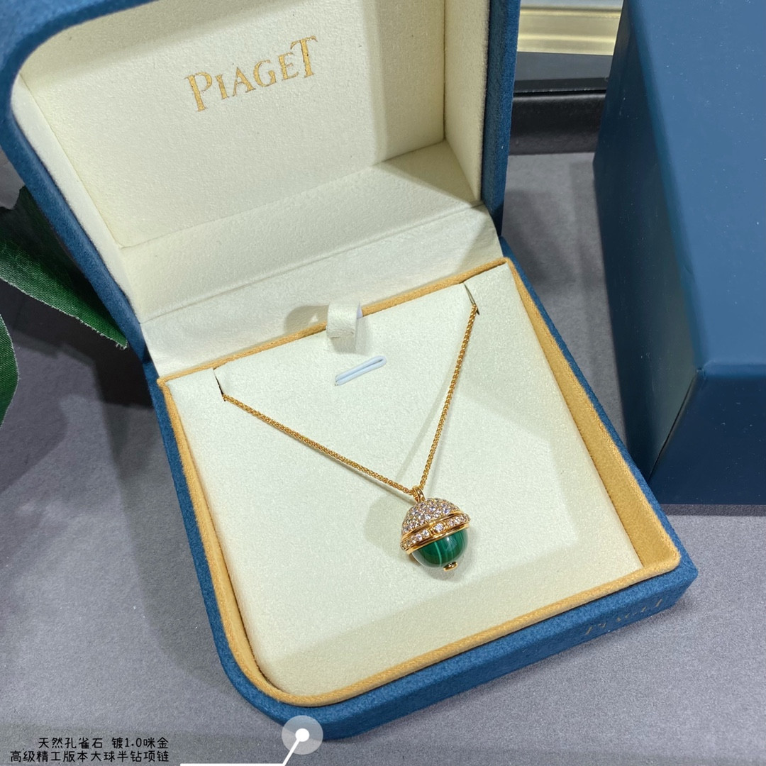 Piaget half-diamond natural malachite large ball Necklace