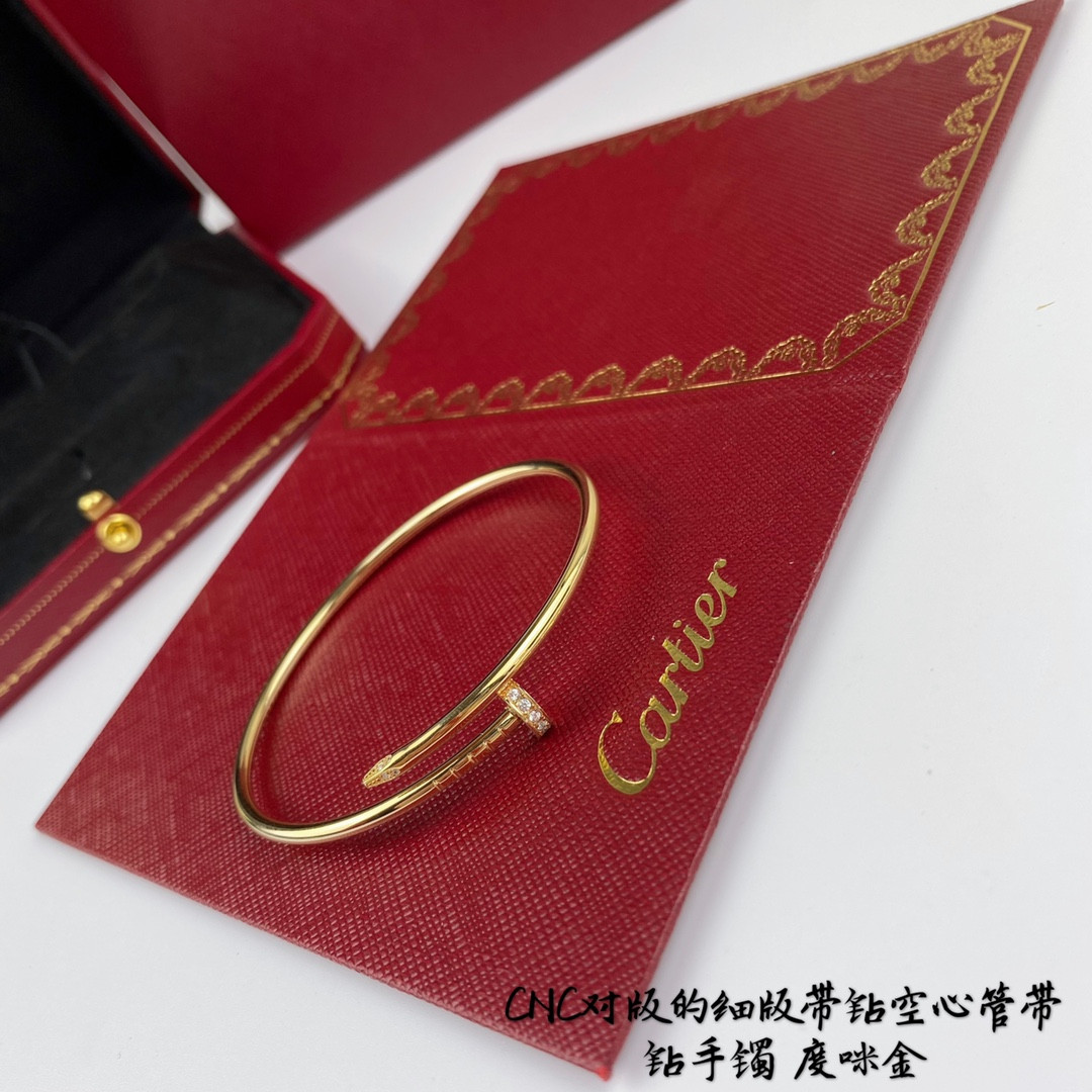 Ca*t*er thin version with diamond hollow tube nail Bracelet