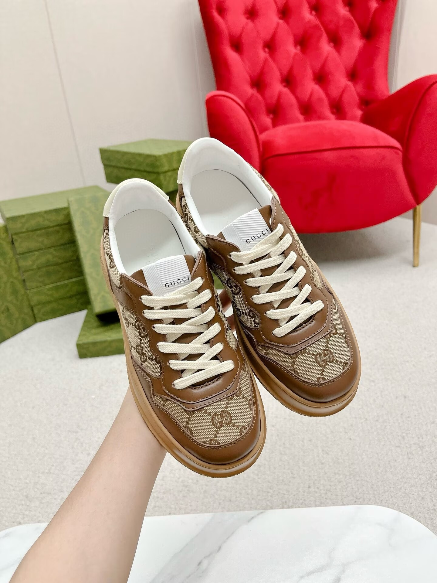 ua G*u*i gg low-top platform sneakers