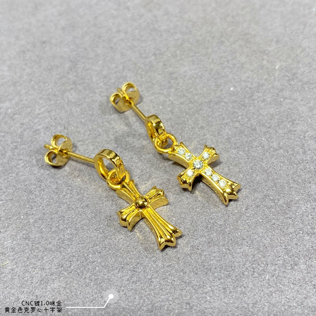 Ch**me He**ts Cross Earrings