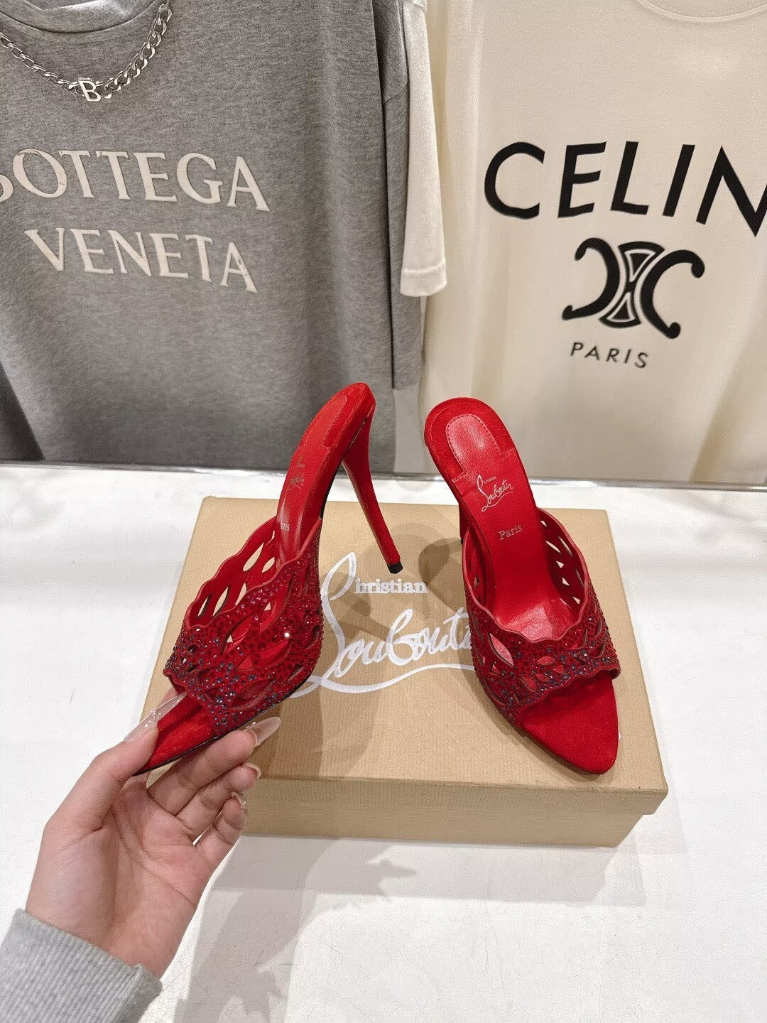ua Ch**an louboutin lasera strass mule 10cm heel