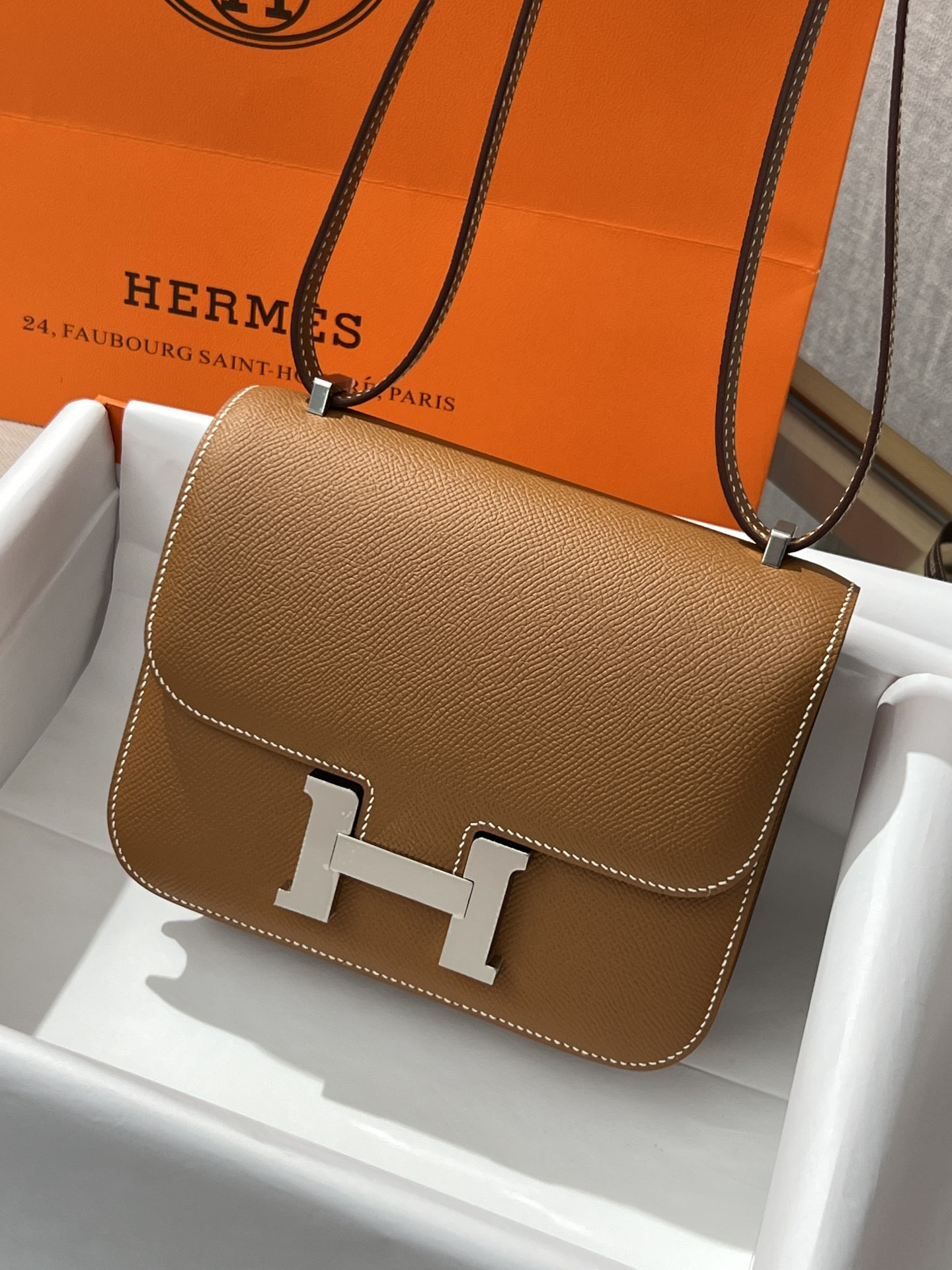 H**mes Constance 24 Epsom leather silver hardware 9.4"x5.9"x3"