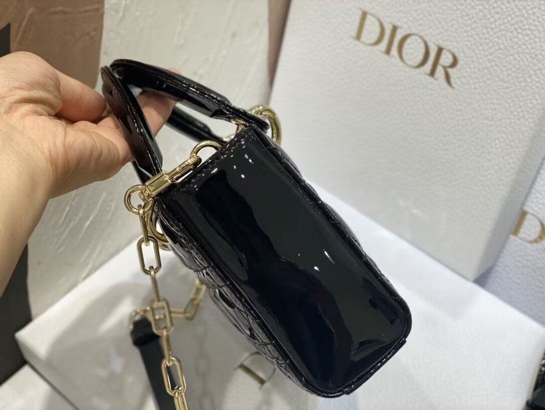 D*0r SMALL LADY D-JOY BAG BLACK 22x6x12cm