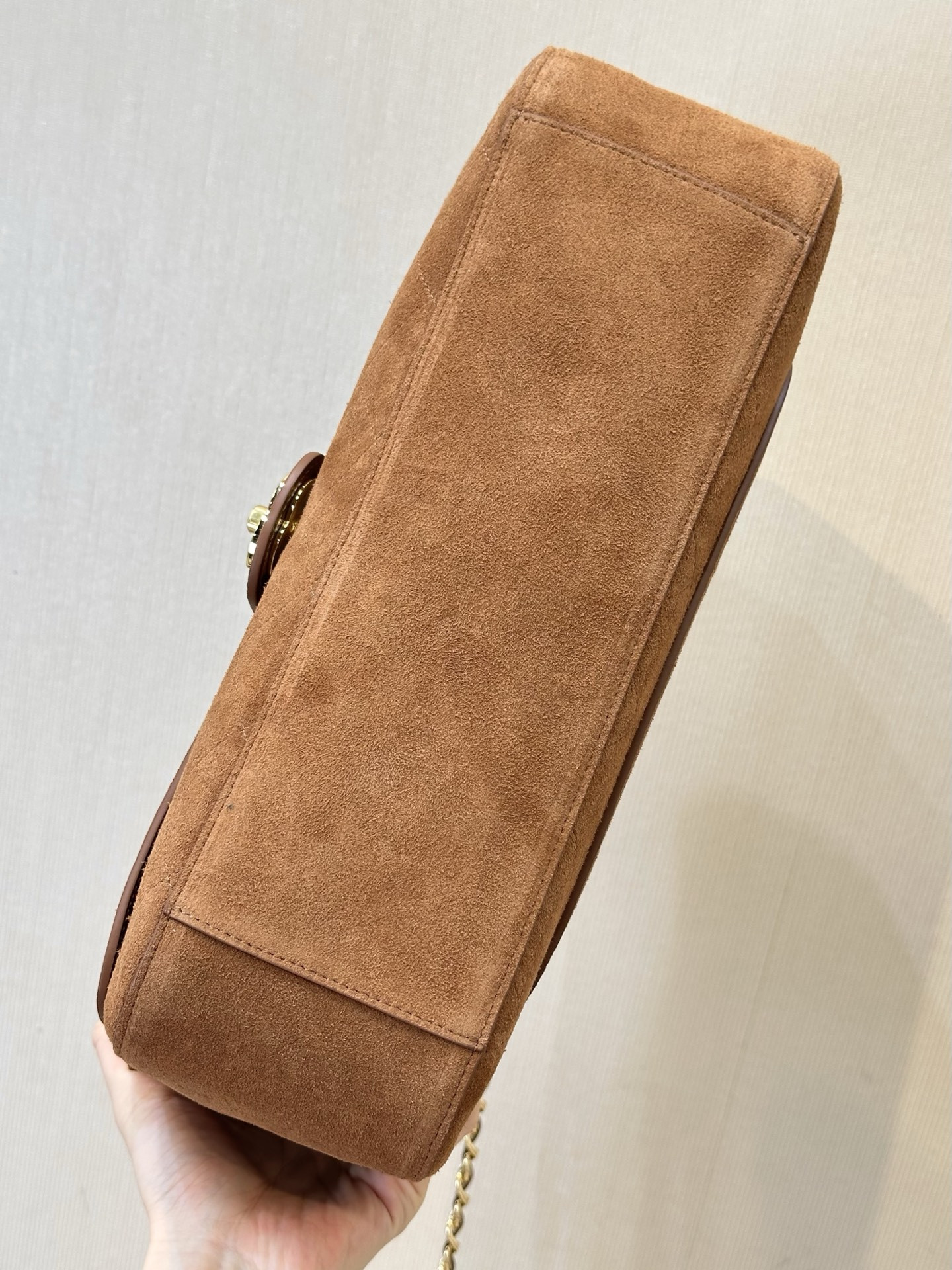 Ch*el maxi flap handbag brown as6281 19.5x32x10cm