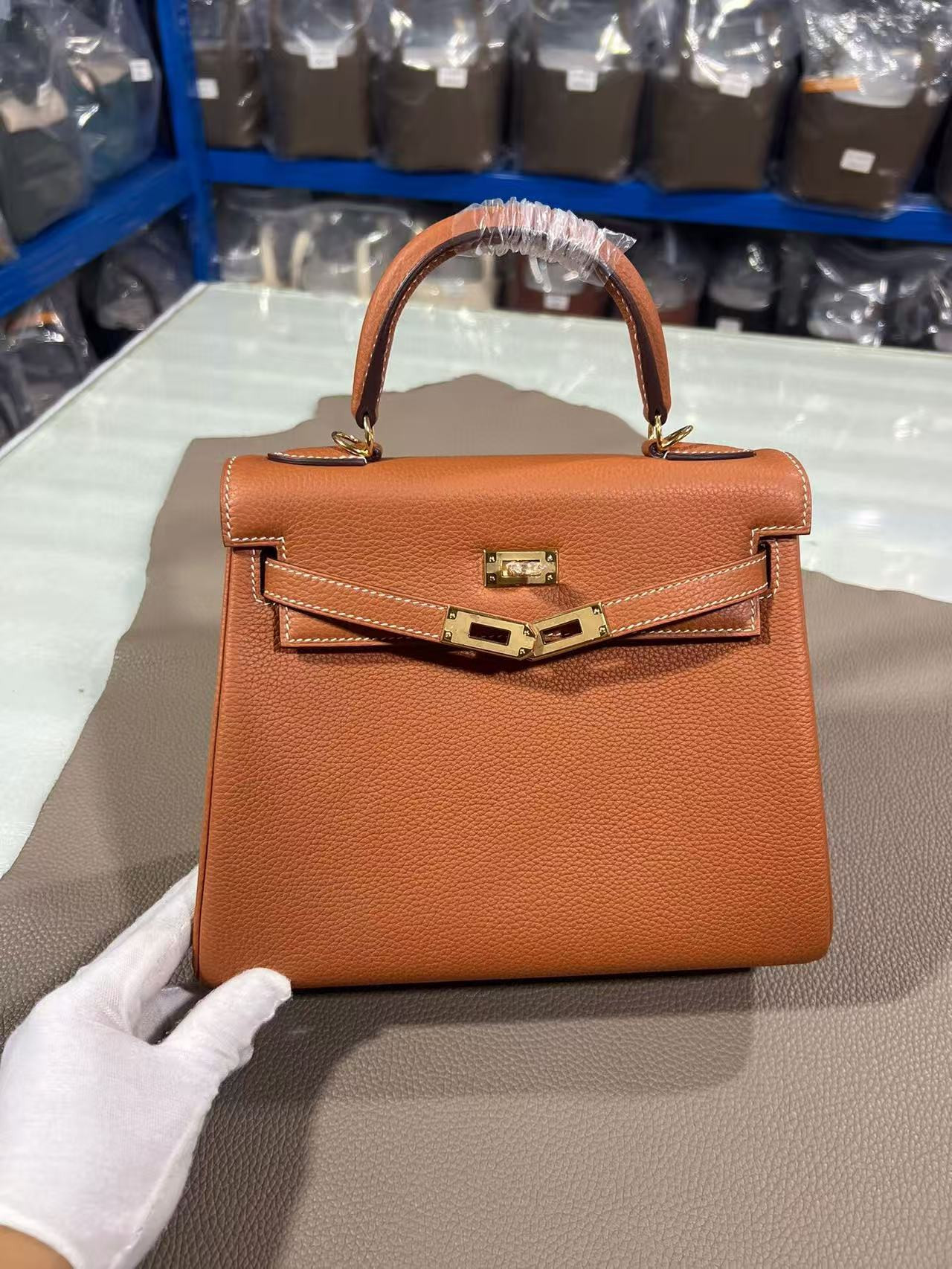 H**mes Togo Kelly Silver-tone Hardware 25