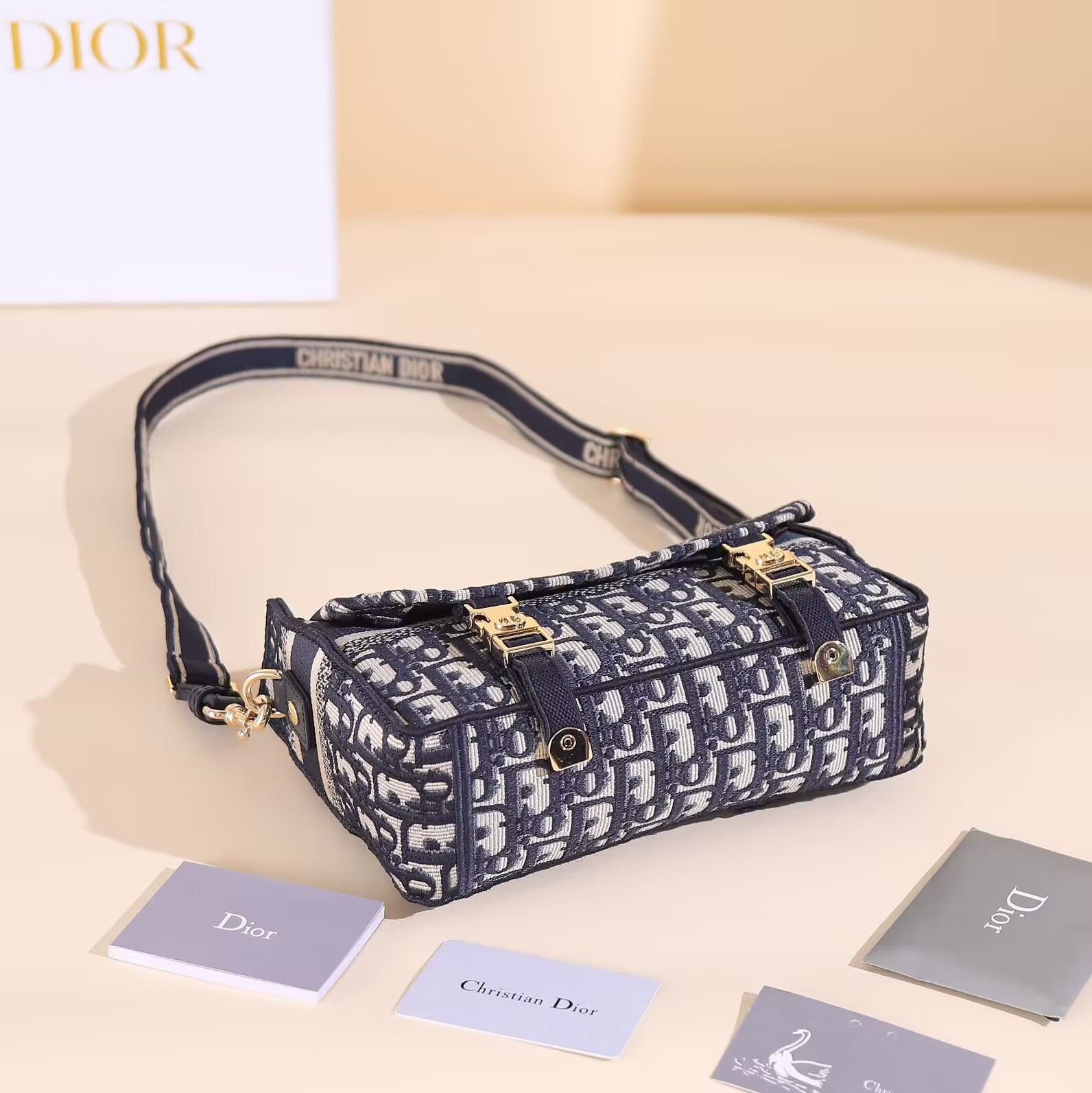 D*or D*orcamp nano bag blue oblique embroidery 23x15x8cm
