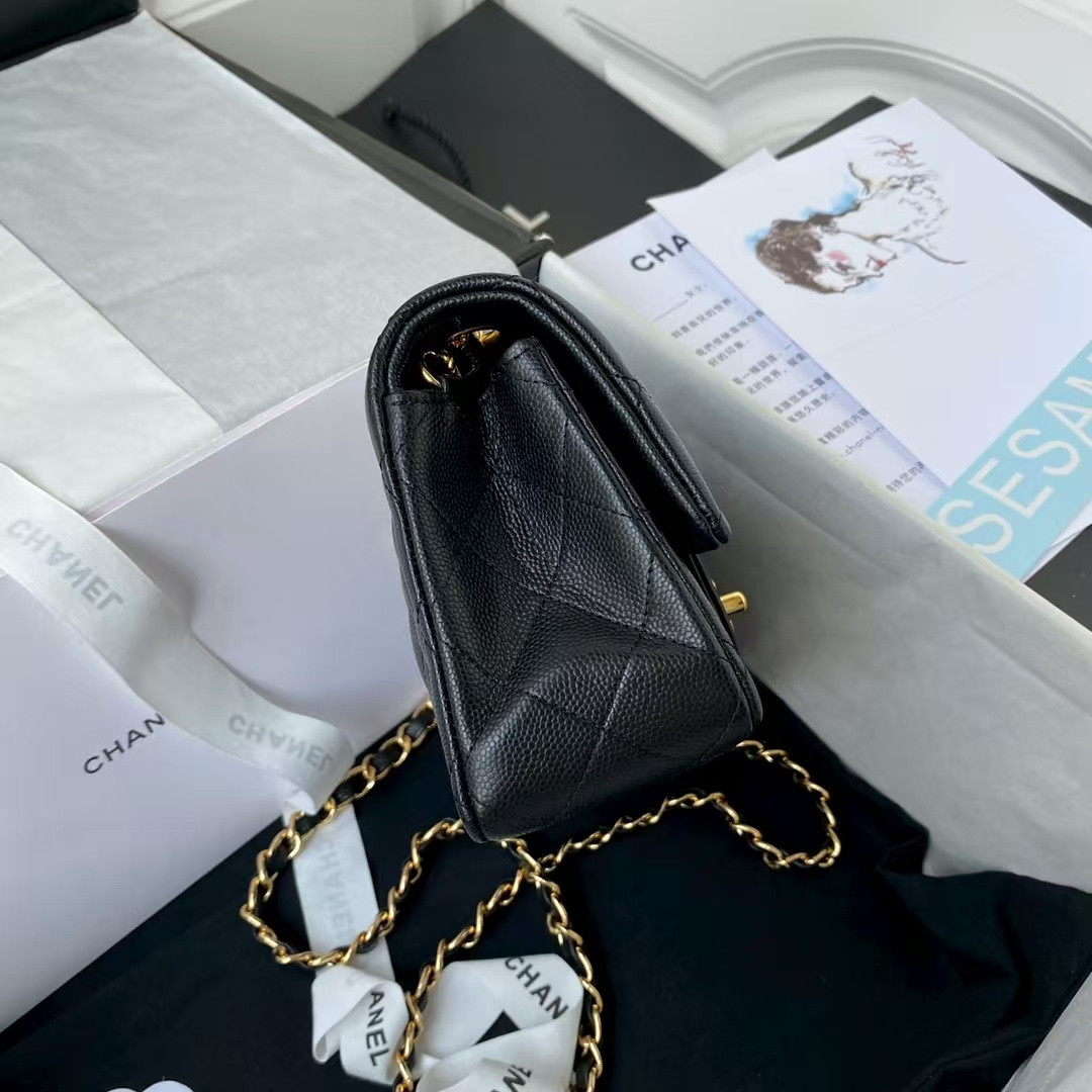 Ch*el MINI FLAP BAG BLACK 12x20x6cm