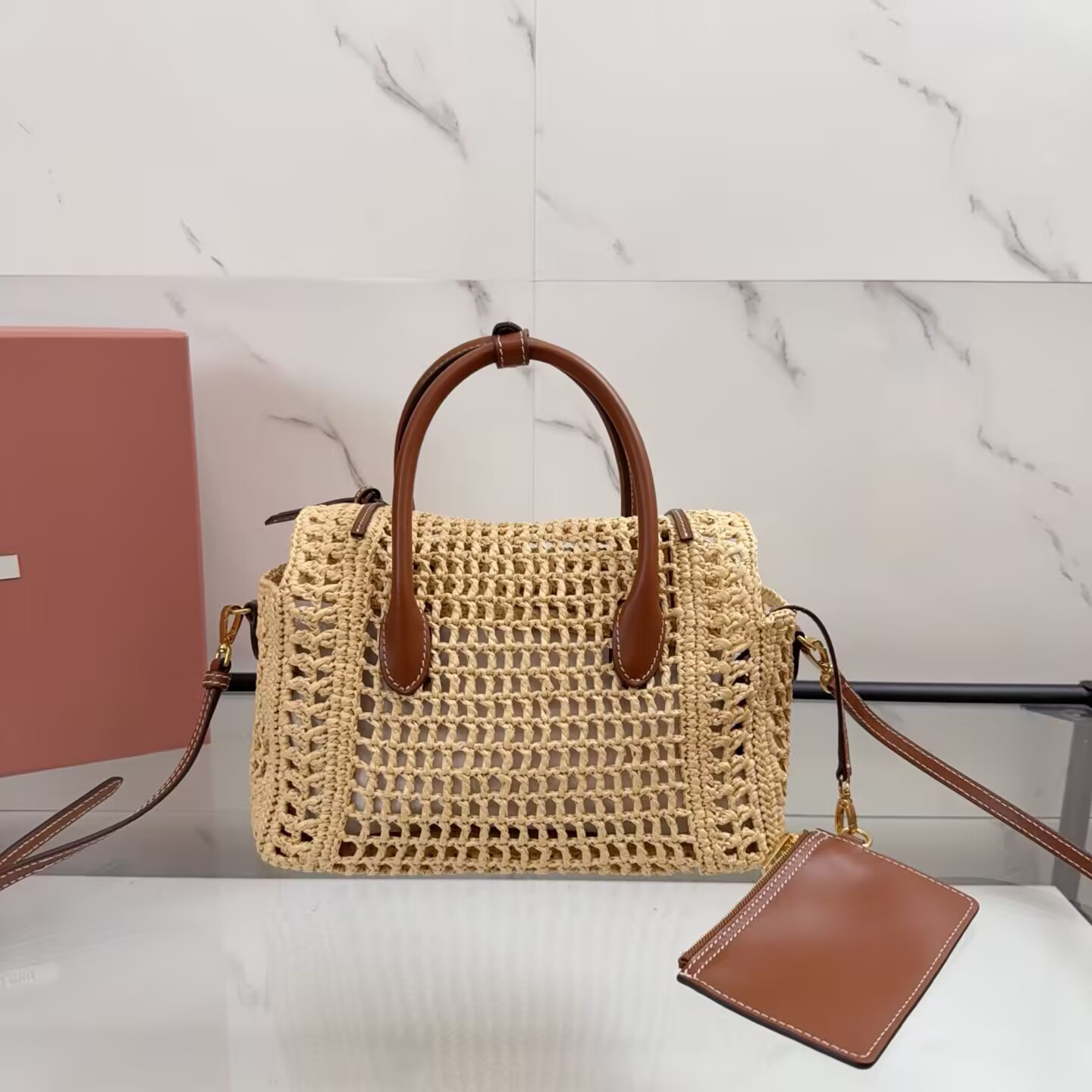 M1v M1v raffia handbag 14x25.5x9.5cm