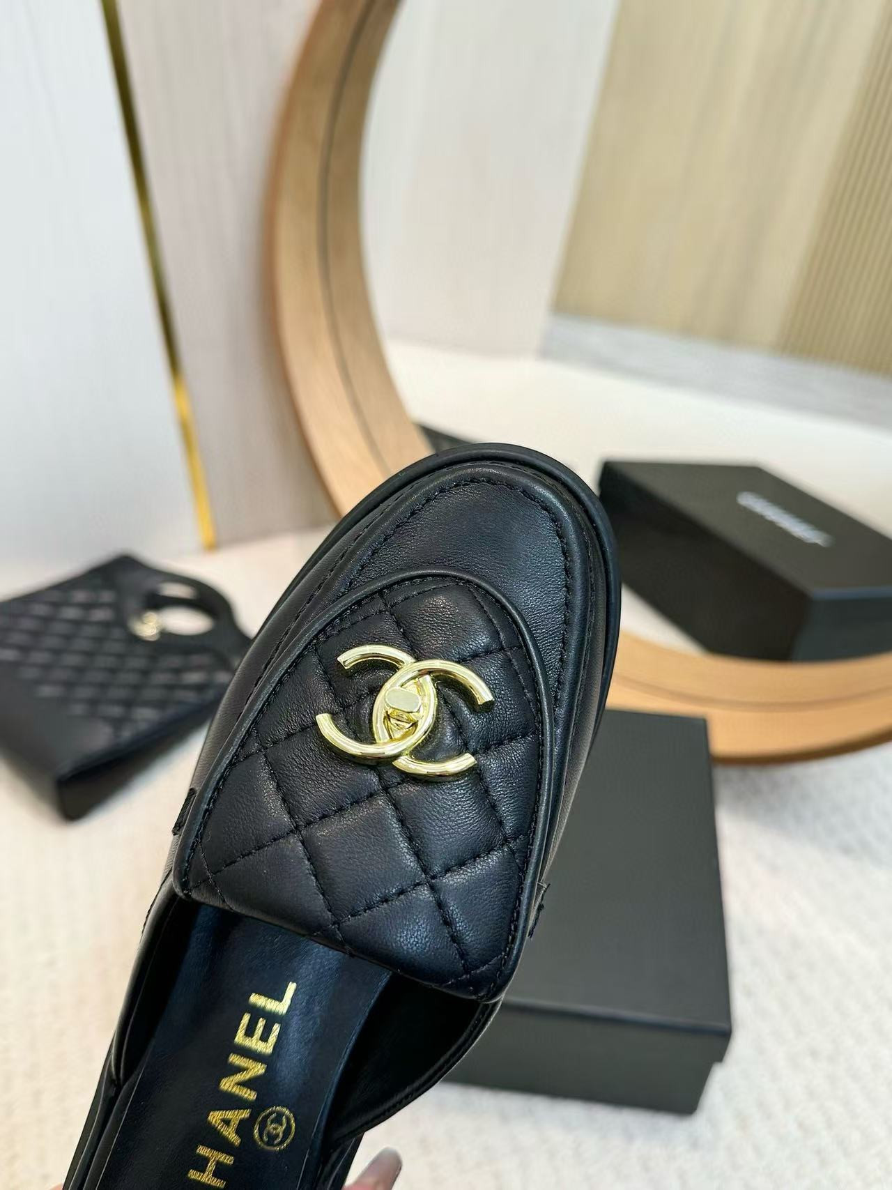 UA Ch*el Slides Leather Flats