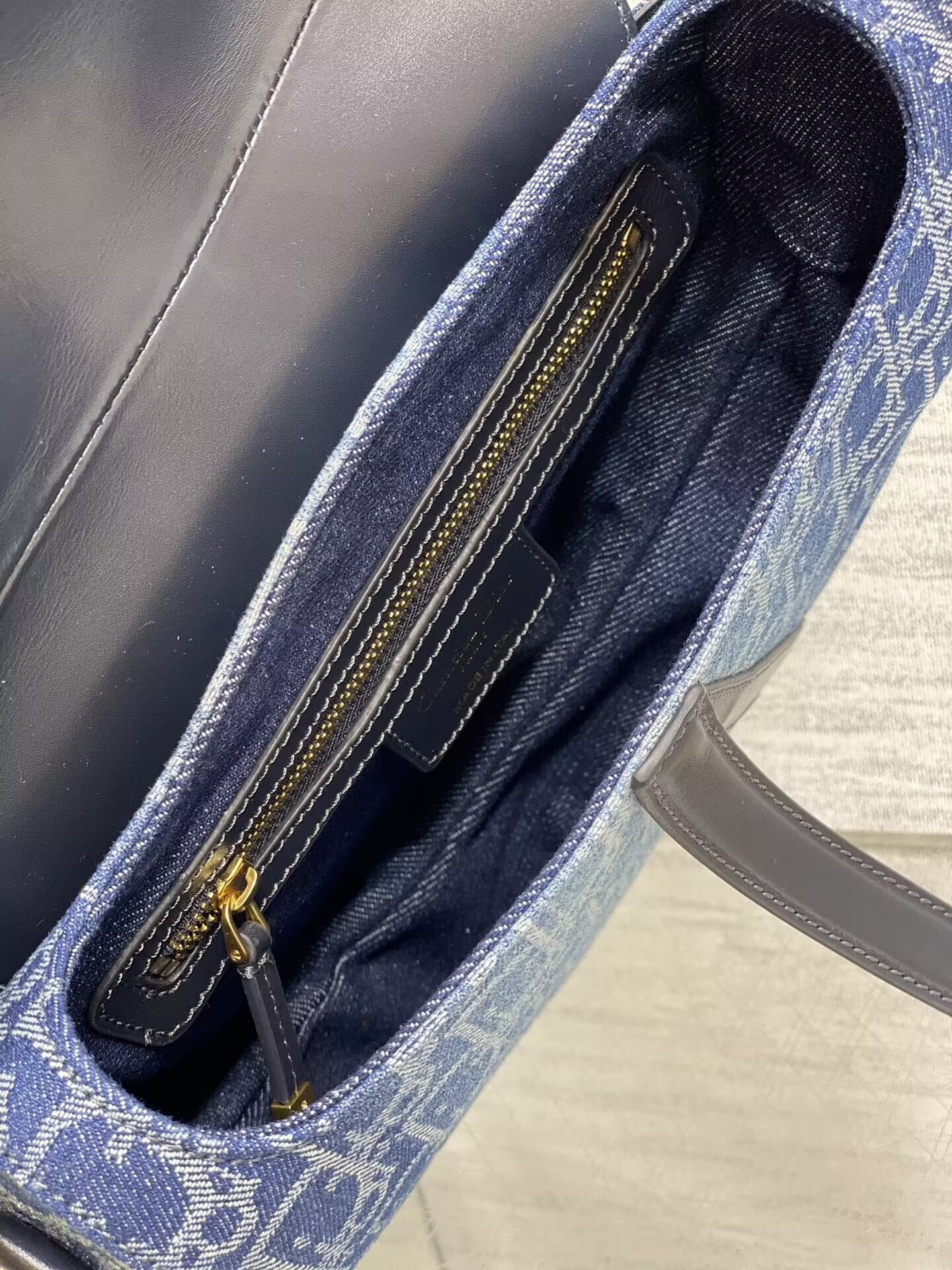 D*0r Saddle Bag with Strap  Blue Denim D*0r Oblique Jacquard 25.5 x 20 x 6.5 cm
