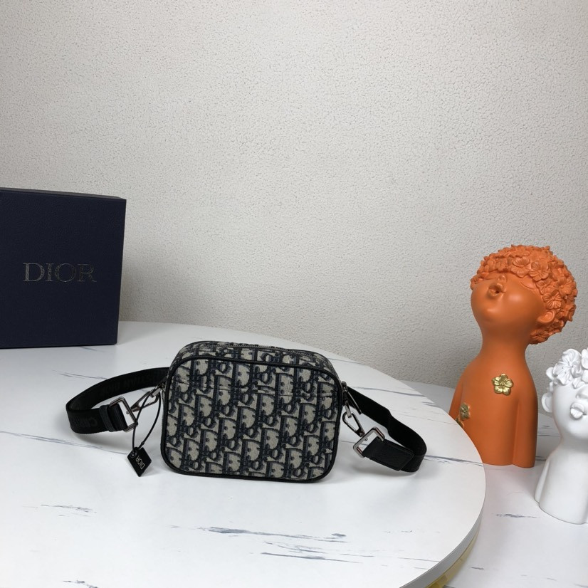 D*0r Mini Safari Bag with Strap Beige and Black D*0r Oblique Jacquard 6.5 x 5 x 1.5 inches