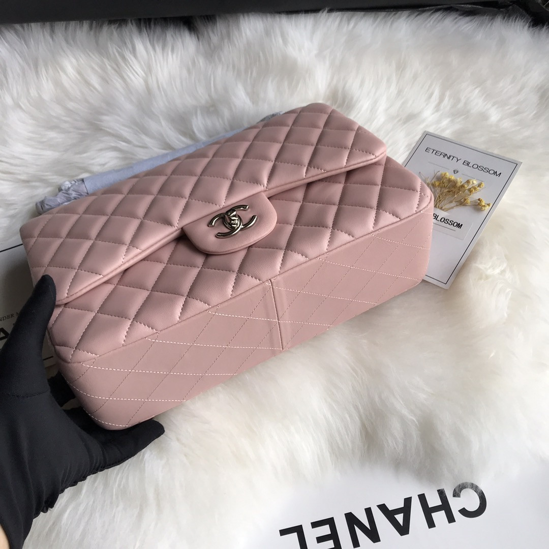 Ch*el CLASSIC FLAP JUMBO 30CM CF PINK SILVER 7.6 × 11.7 × 3.9 in