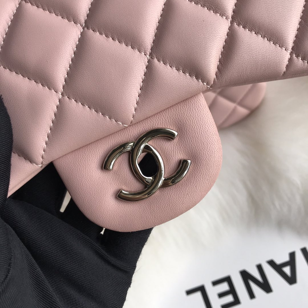Ch*el CLASSIC FLAP JUMBO 30CM CF PINK SILVER 7.6 × 11.7 × 3.9 in
