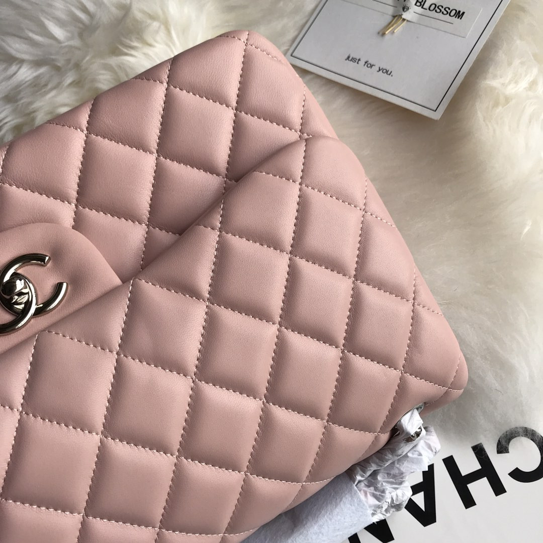 Ch*el CLASSIC FLAP JUMBO 30CM CF PINK SILVER 7.6 × 11.7 × 3.9 in