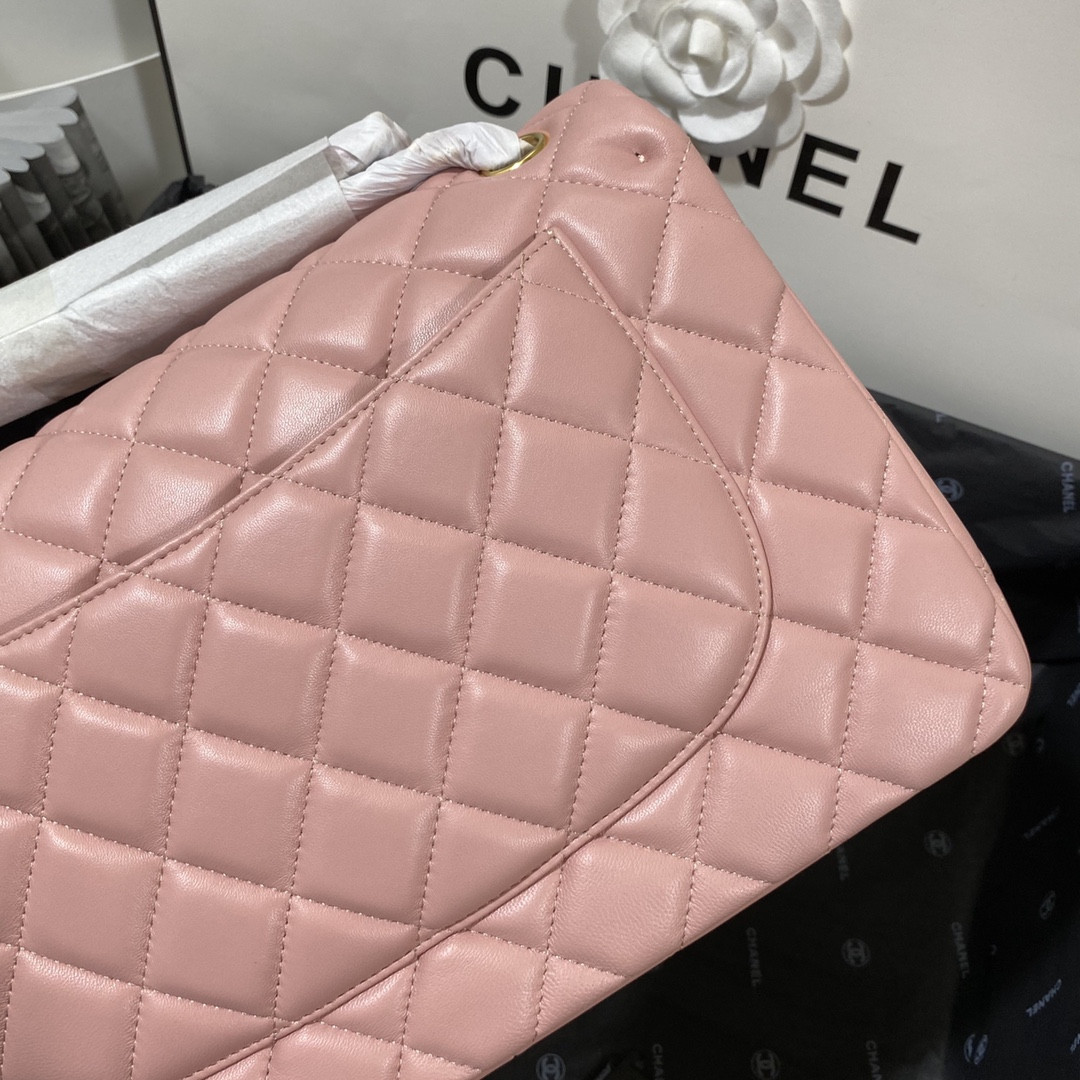 Ch*el CLASSIC FLAP JUMBO 30CM CF PINK GOLD 7.6 × 11.7 × 3.9 in