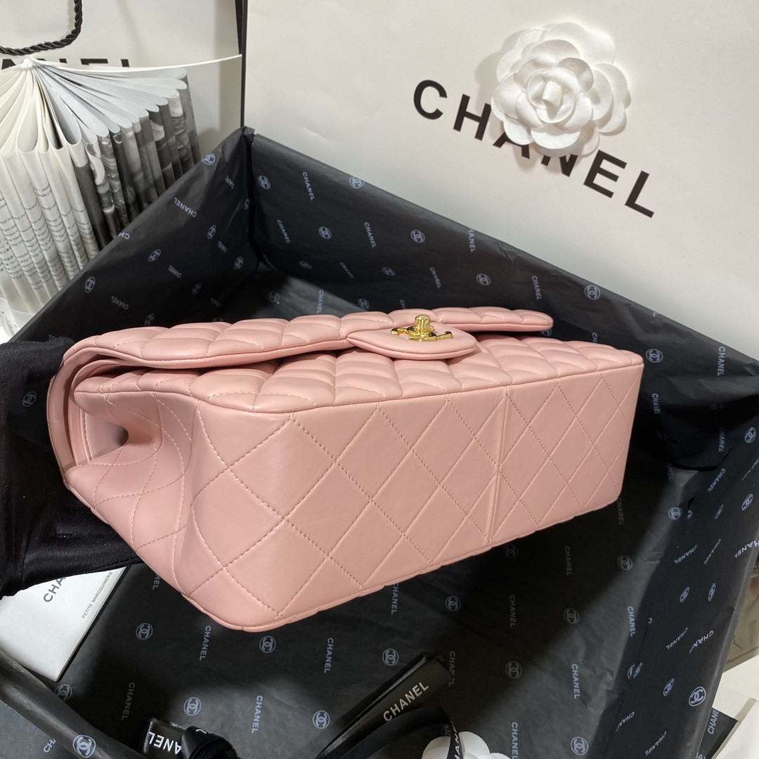 Ch*el CLASSIC FLAP JUMBO 30CM CF PINK GOLD 7.6 × 11.7 × 3.9 in