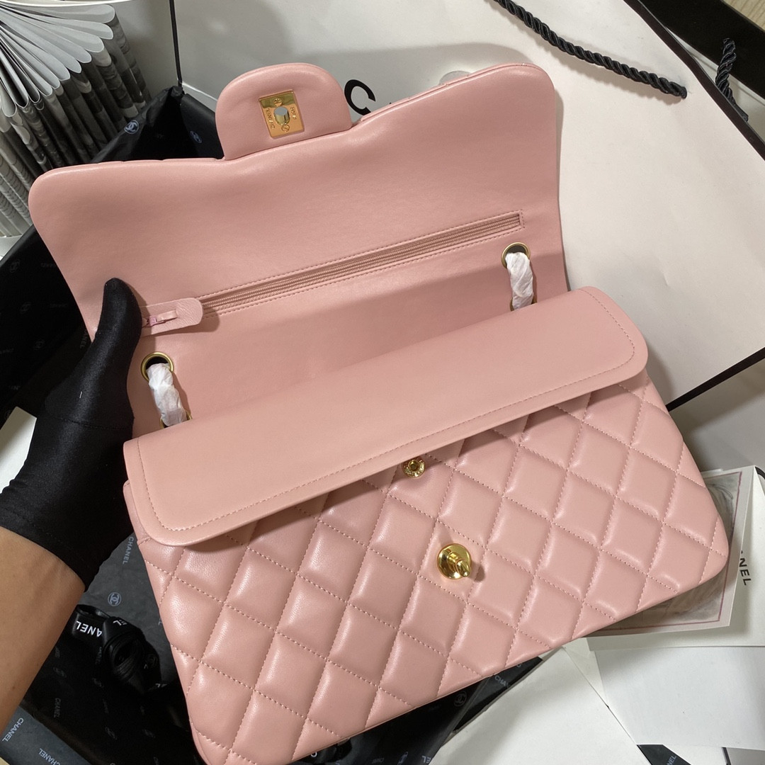 Ch*el CLASSIC FLAP JUMBO 30CM CF PINK GOLD 7.6 × 11.7 × 3.9 in