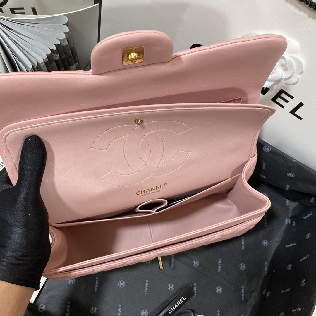 Ch*el CLASSIC FLAP JUMBO 30CM CF PINK GOLD 7.6 × 11.7 × 3.9 in