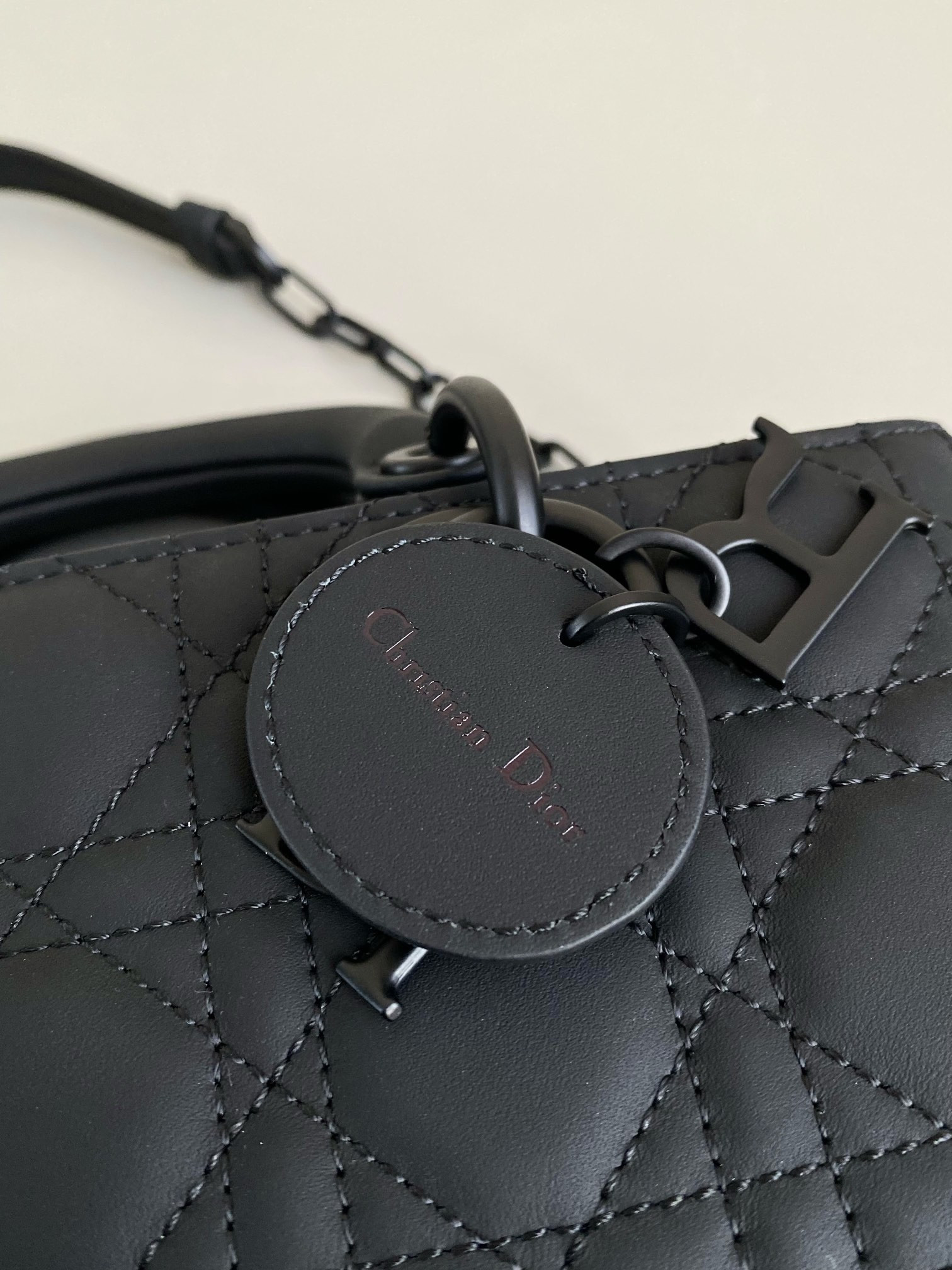 D*0r SMALL LADY D-JOY BAG Ultramatte Black Cannage Calfskin