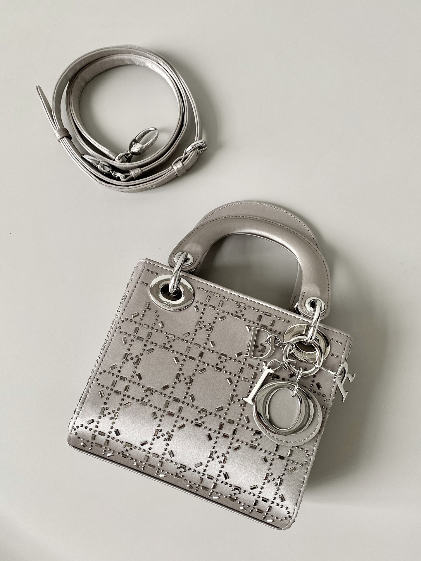 MINI LADY D*0r BAG GRAY 6.5 X 6 X 3 INCHES