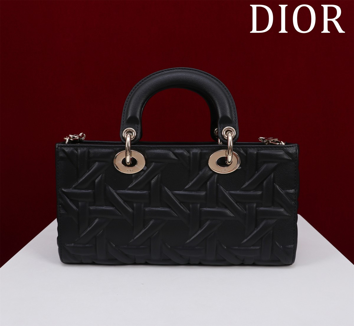 D*0r Medium Lady D-Joy Bag Latte Graphic Cannage 26 x 13.5 x 5 cm