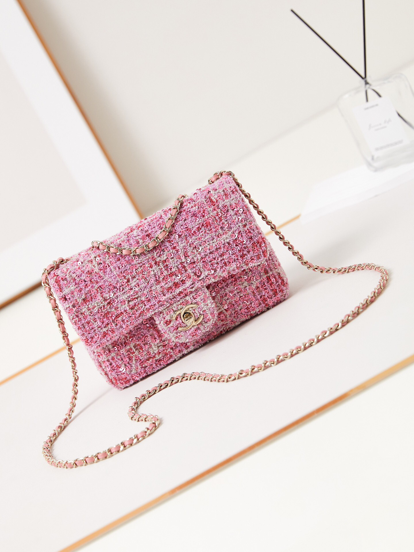 Ch*el Mini CF Rose Gold Hardware 20x15x7cm