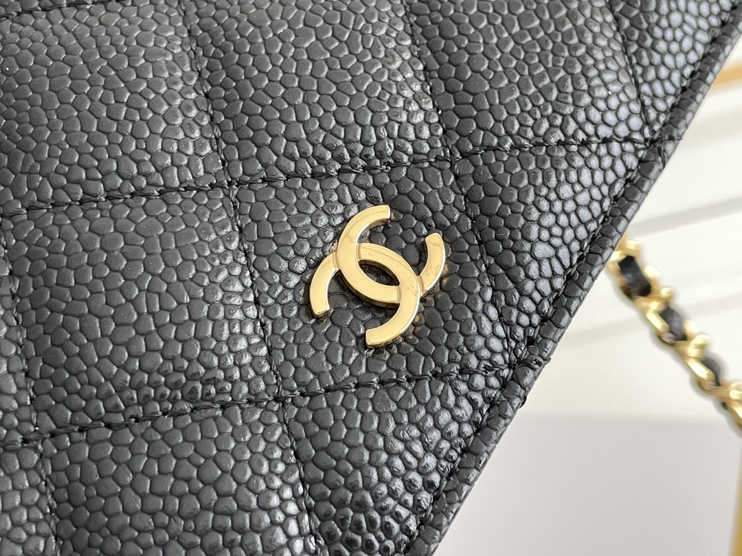 Ch*el WOC CLASSIC WALLET ON CHAIN Gold Buckle 12.3x19.2x3.5cm