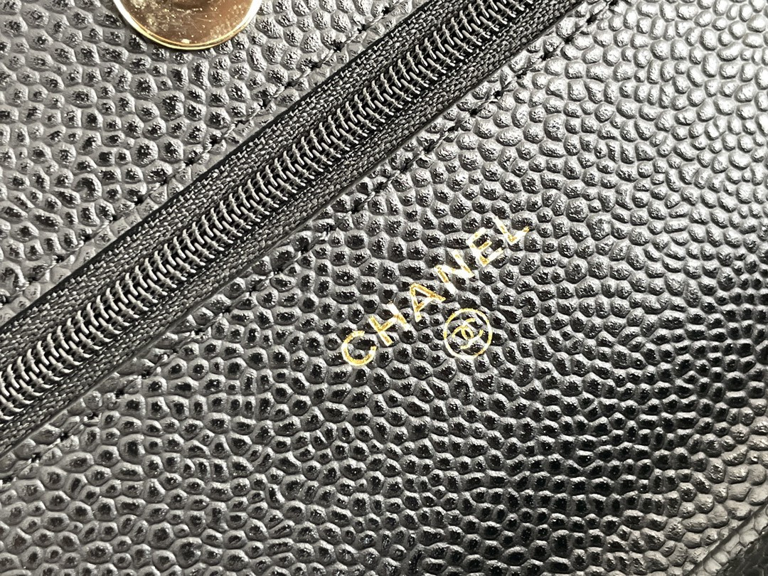 Ch*el WOC CLASSIC WALLET ON CHAIN Gold Buckle 12.3x19.2x3.5cm