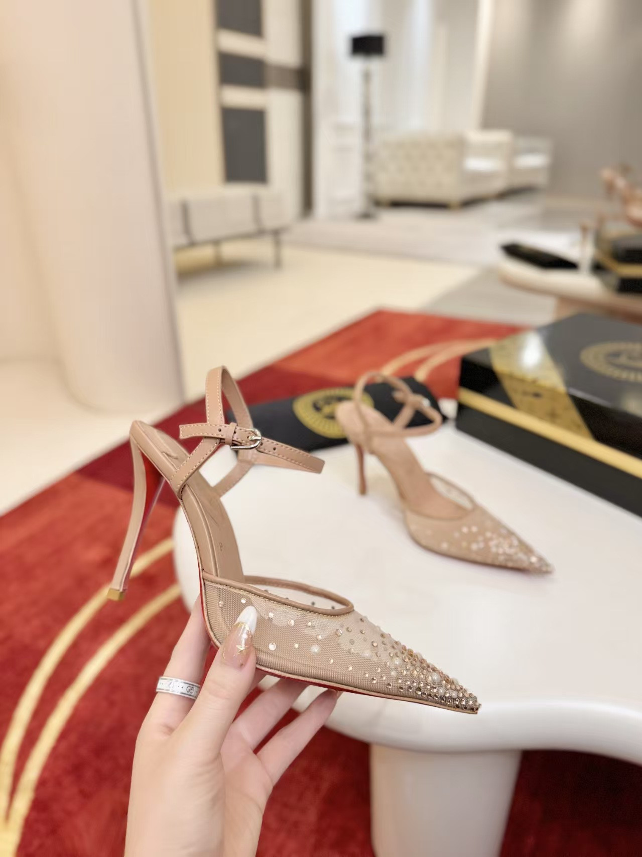 ua Ch**an louboutin miss z riviera strass pumps 8.5cm heel