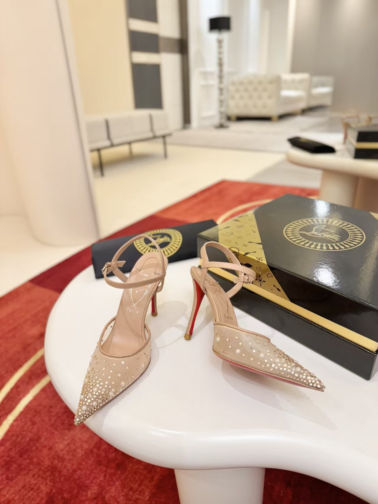 ua Ch**an louboutin miss z riviera strass pumps 8.5cm heel