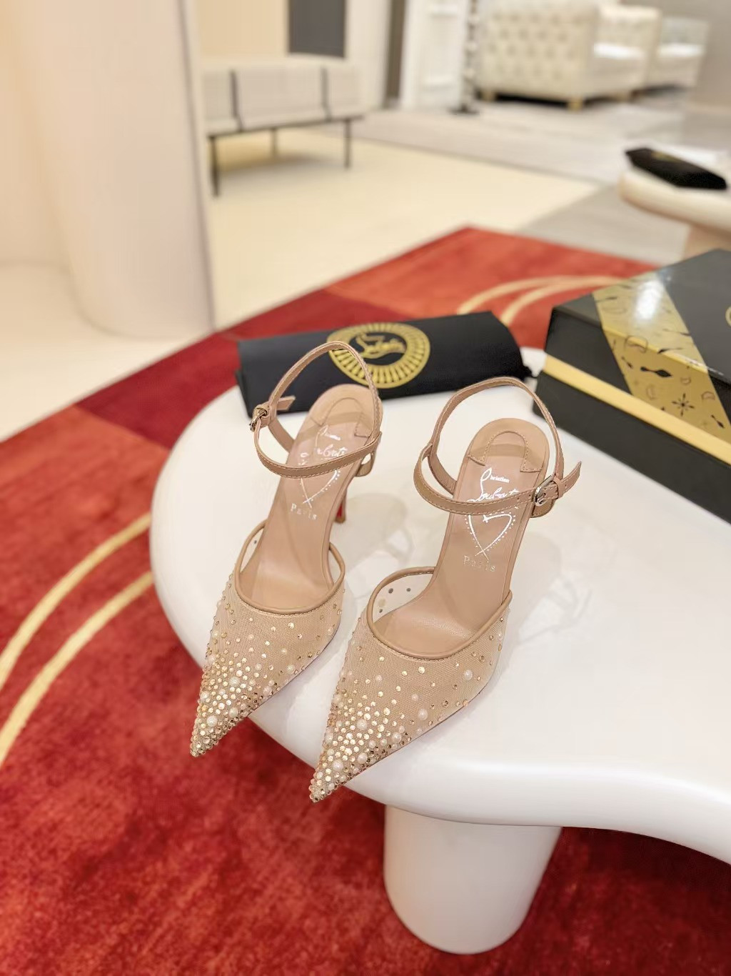 ua Ch**an louboutin miss z riviera strass pumps 8.5cm heel