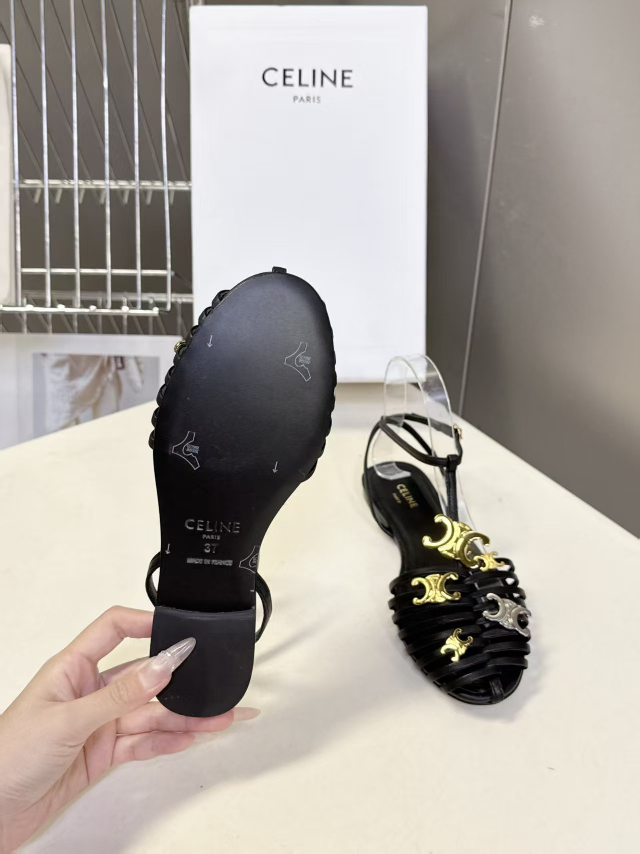 ua Ce**e cage flat sandal