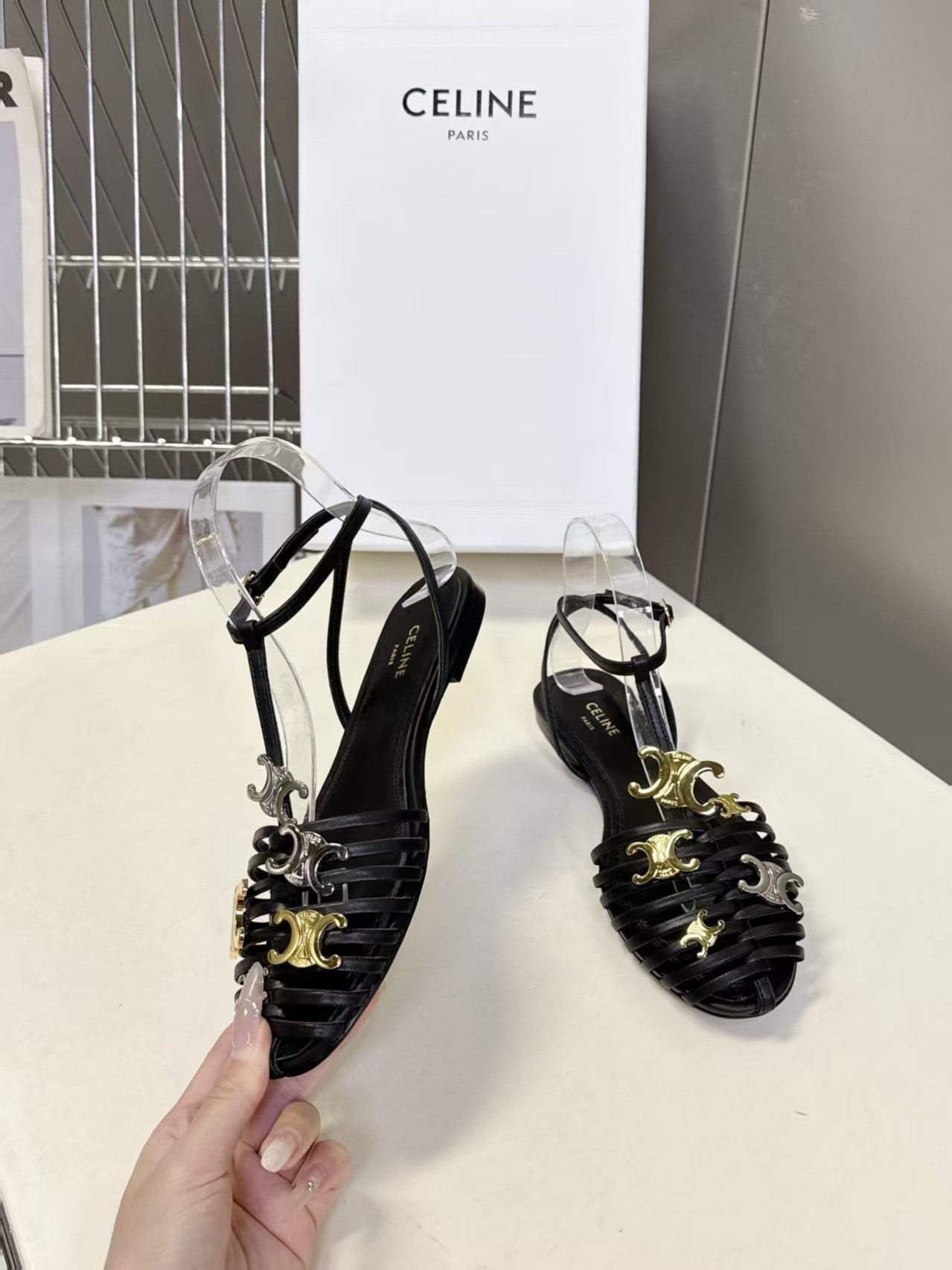 ua Ce**e cage flat sandal