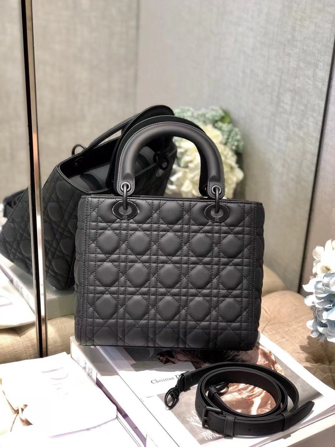 Medium Lady D*0r Bag 9.5 x 8 x 4.5 inches
