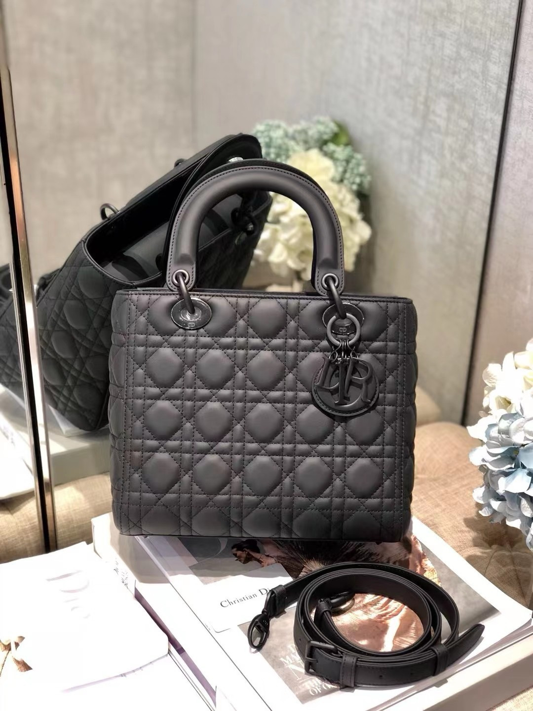 Medium Lady D*0r Bag 9.5 x 8 x 4.5 inches