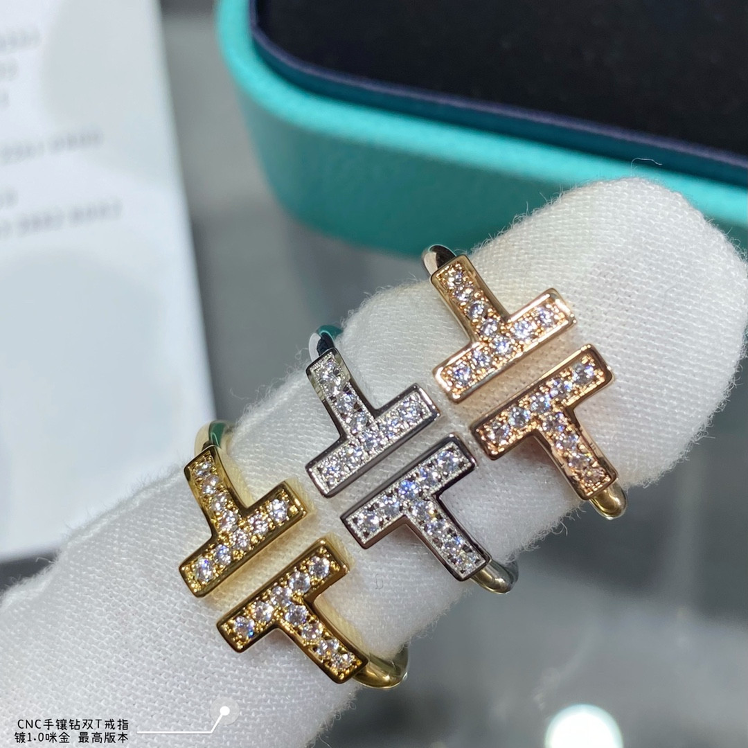 T*f*ny & Co. Double T Diamond-Banded Ring