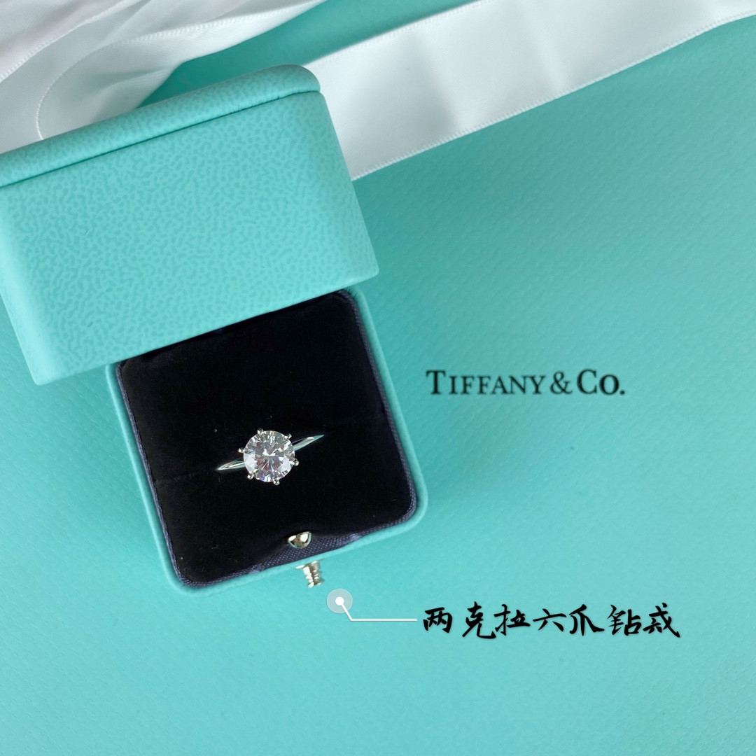 T*f*ny & Co. Six-Prong Ring High-Carbon Diamond Ag925