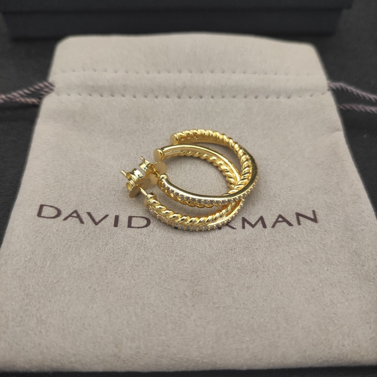 dau1d Yvrm*n lemniscate di*m*nd earrings(inner diameter about 2cm)