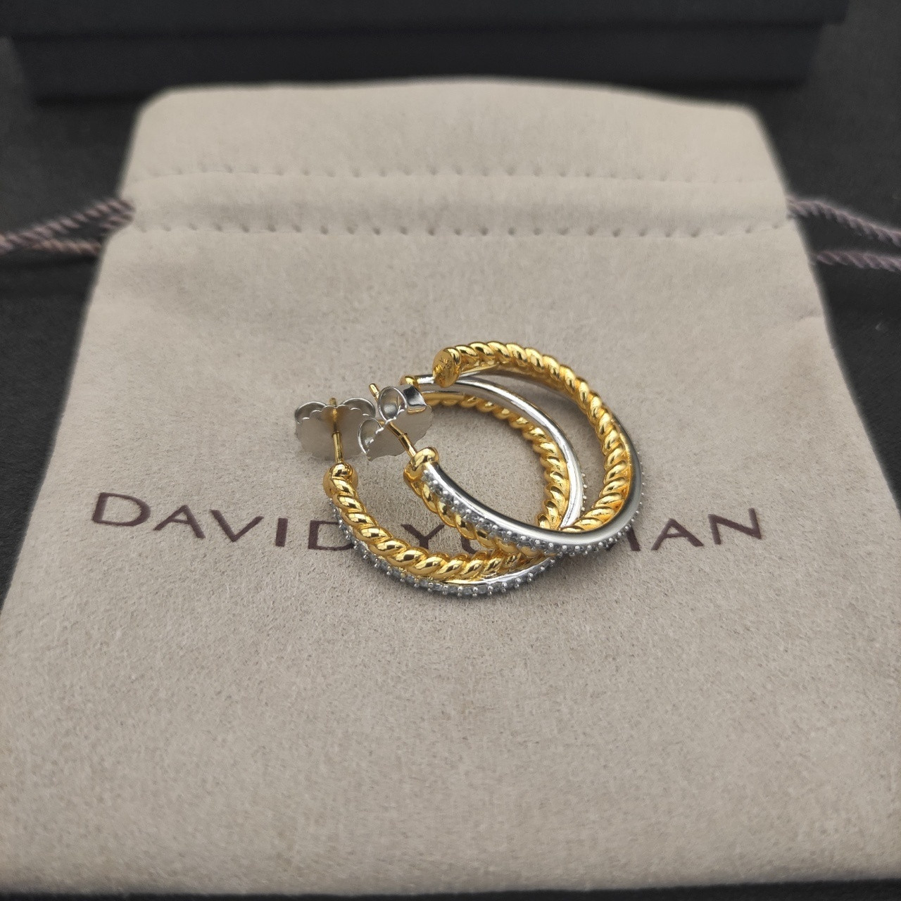 dau1d Yvrm*n lemniscate di*m*nd earrings(inner diameter about 2cm)