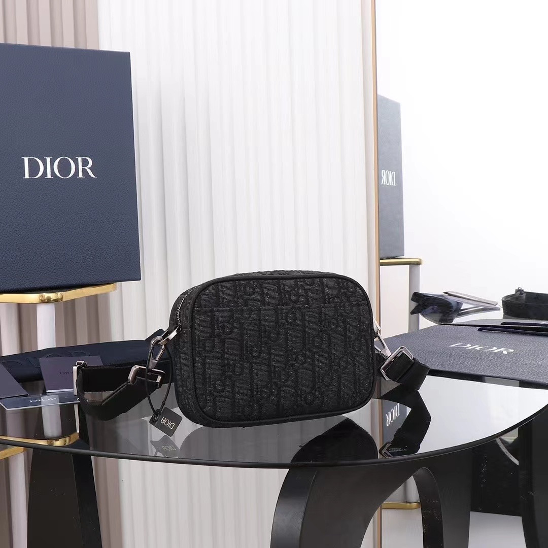 D*0r Mini Safari Bag with Strap Black D*0r Oblique Jacquard 6.5 x 5 x 1.5 inches