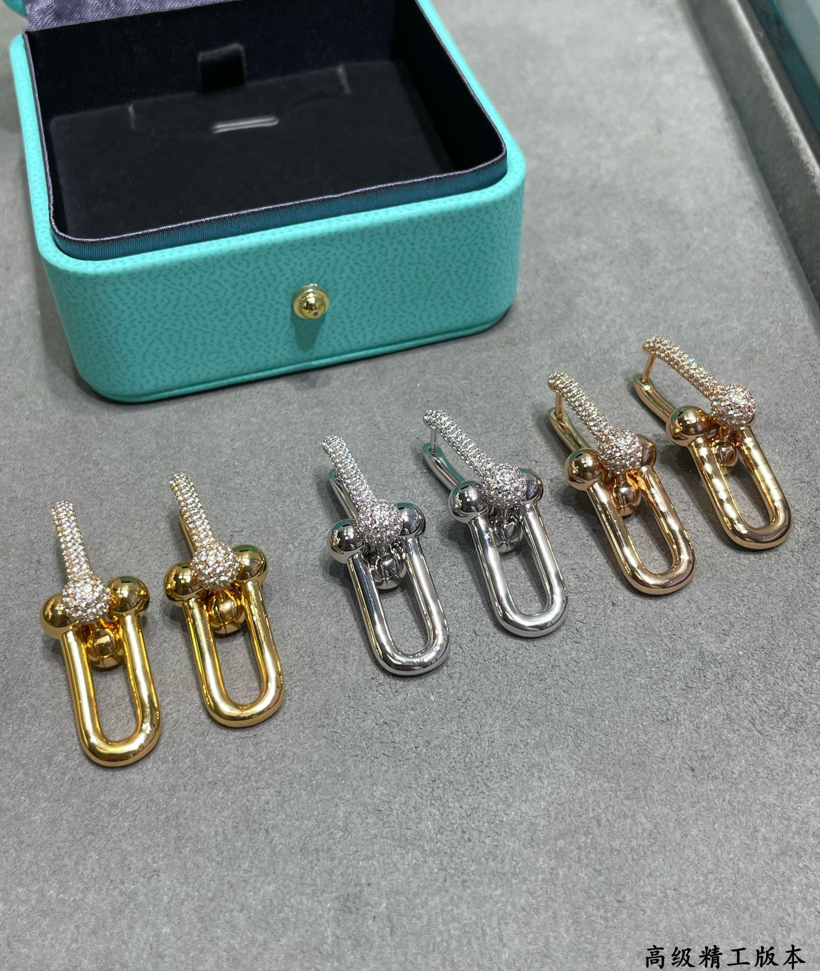 T*f*ny & Co. Stirrup With diamond Double Hoop Earrings