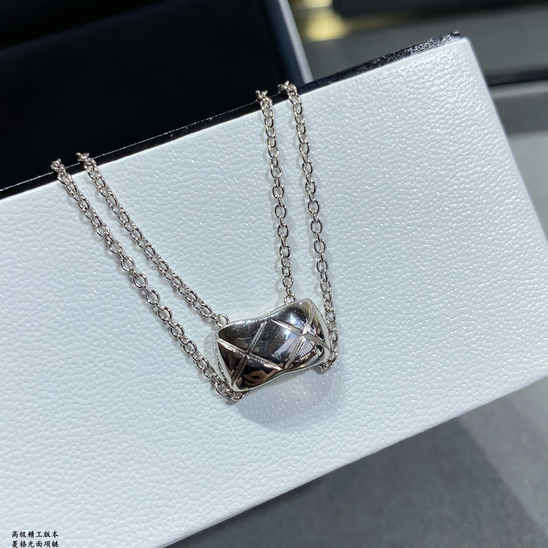 Ch*el Carved diamond polished Necklace