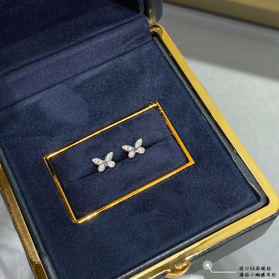Gr*ff di*m*nd-encrusted butterfly stud earrings ag925