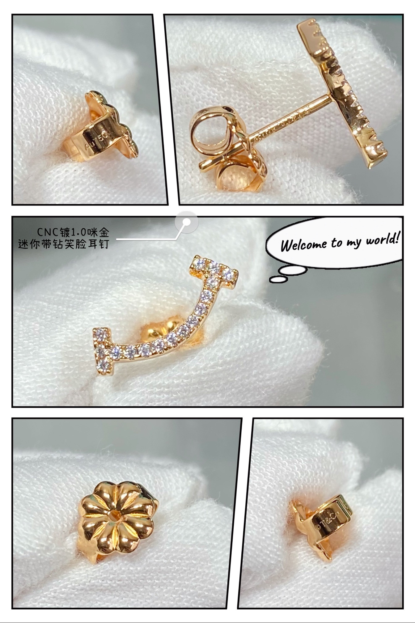 T*f*ny & Co. Mini Smile With diamond Stud Earrings